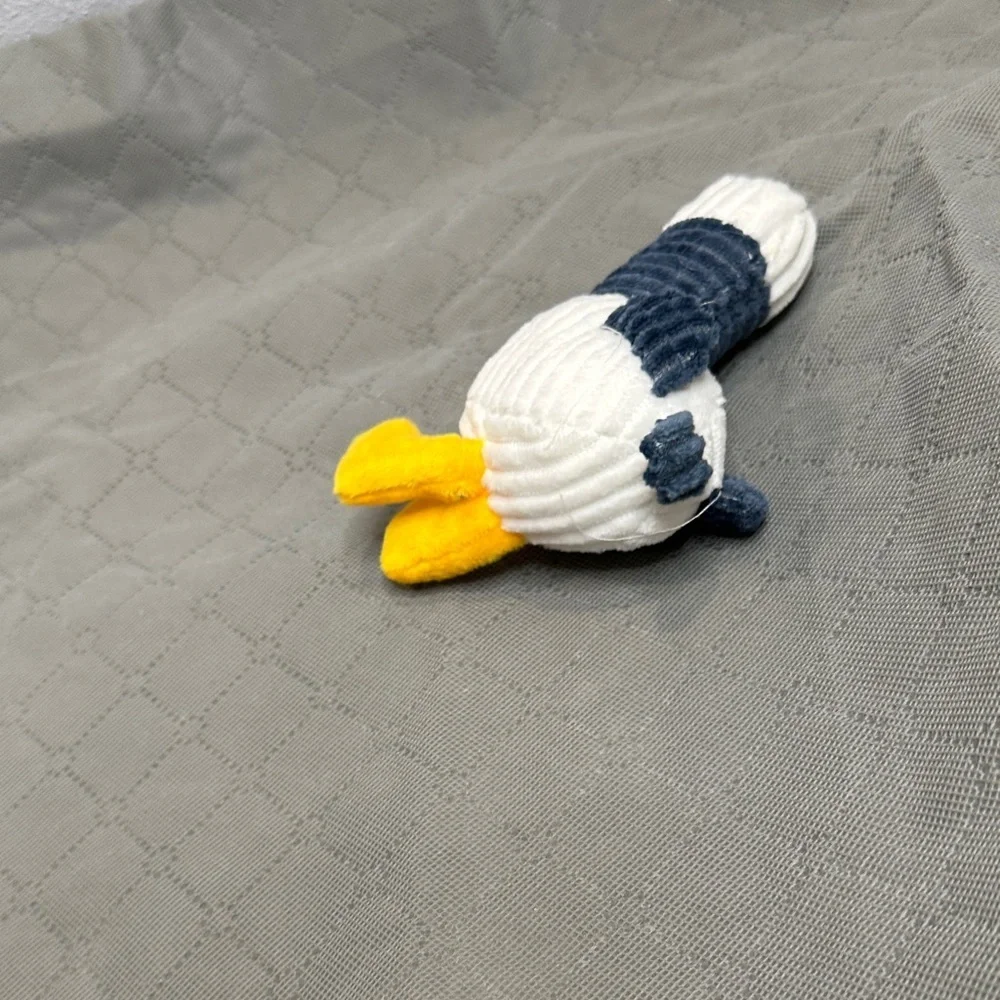 Seagull Plush Cat Toy - White, Yellow, and Blue